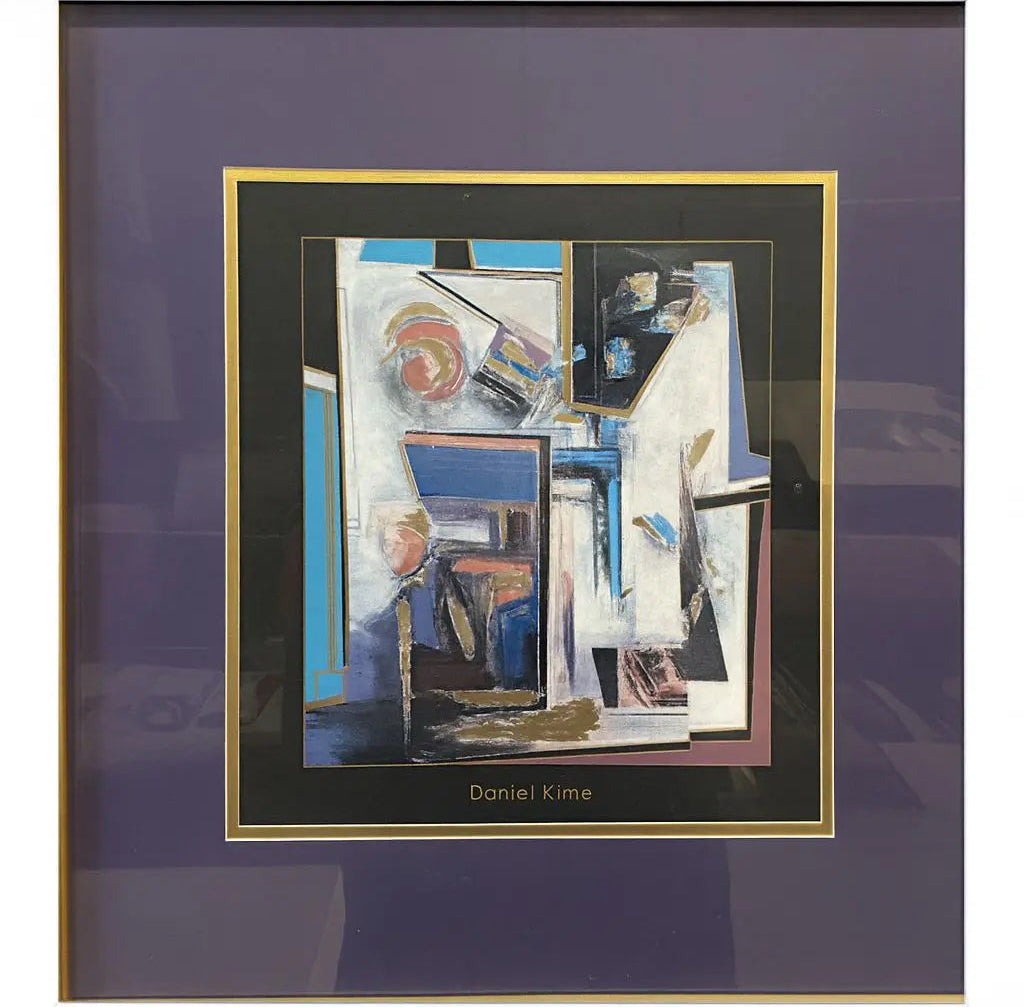 Framed abstract piecauting geauting geometric shapes and colors Approx. 24" x 38"